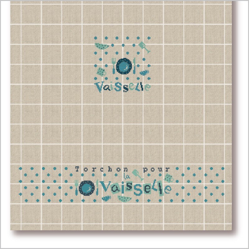 Torchon vaisselle bleu